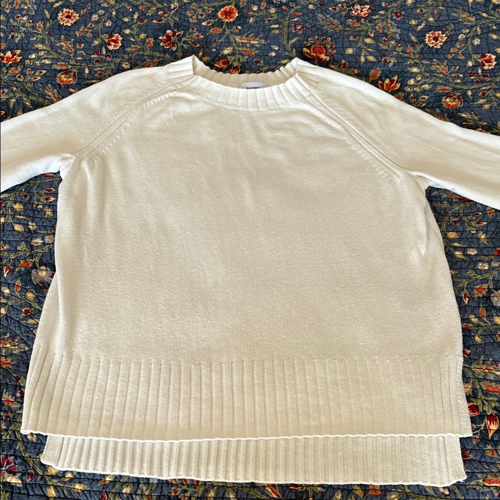 Old Navy Cream Ribbed Knit Sweater